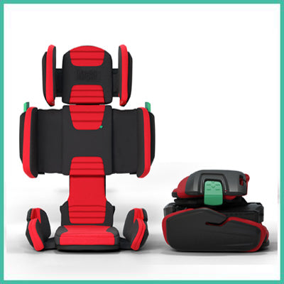 hifold hero image. Closed and open highback booster seat 